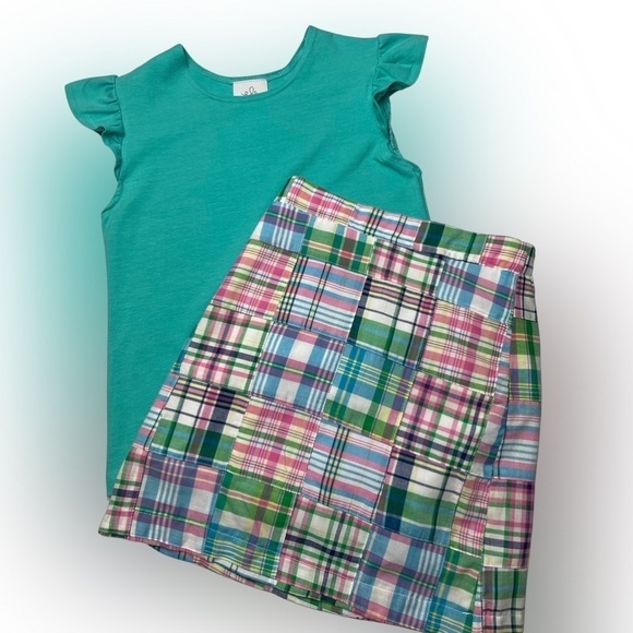Maggie Breen Other - NWT Maggie Breen Angel Sleeve Top with Madras Skirt Set